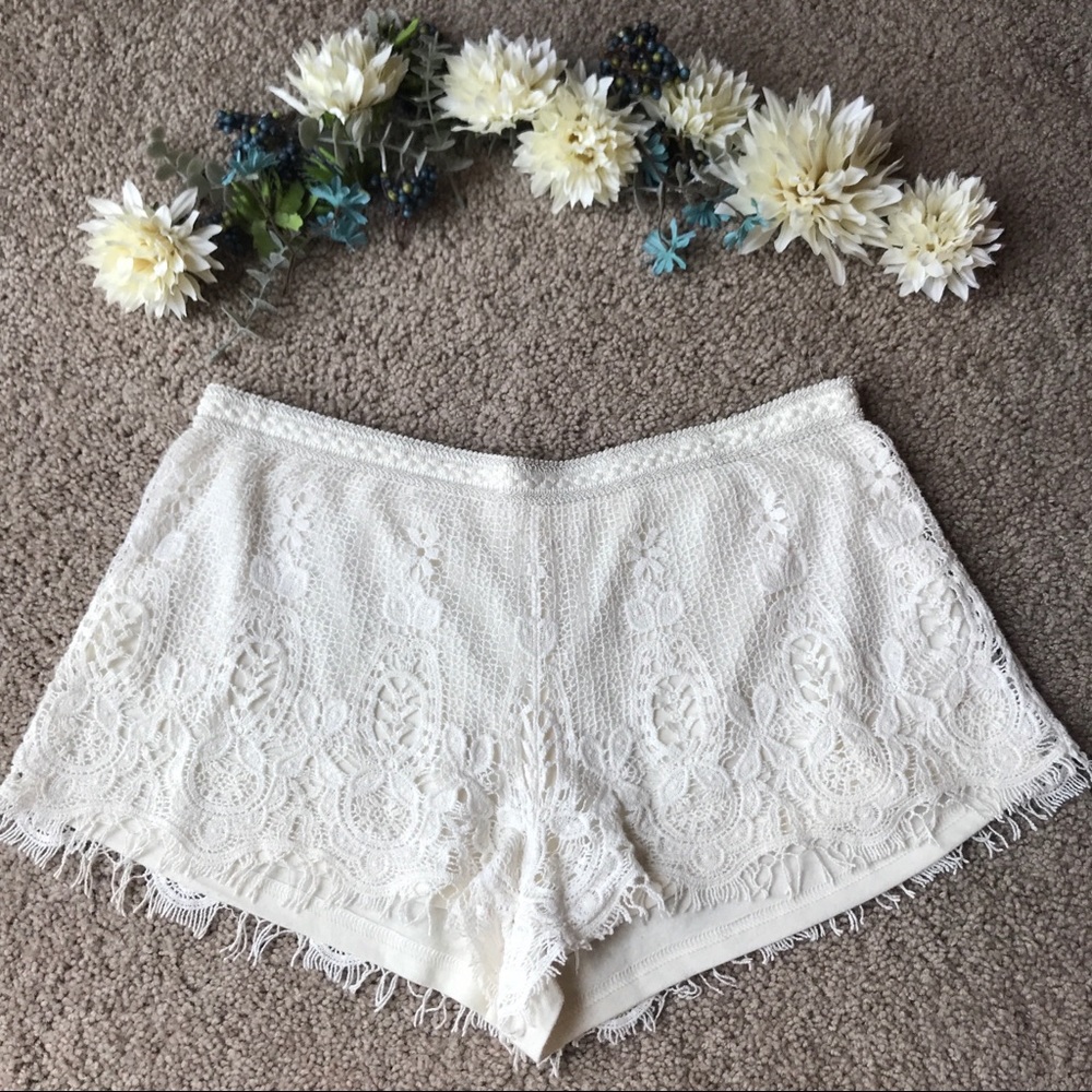 Mossimo Supply Co. White Fringed Shorts Size L